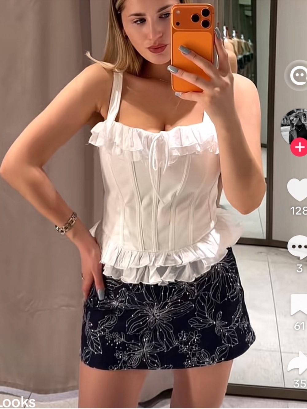 ZARA FLORAL SEQUIN EMBROIDERED SKORT